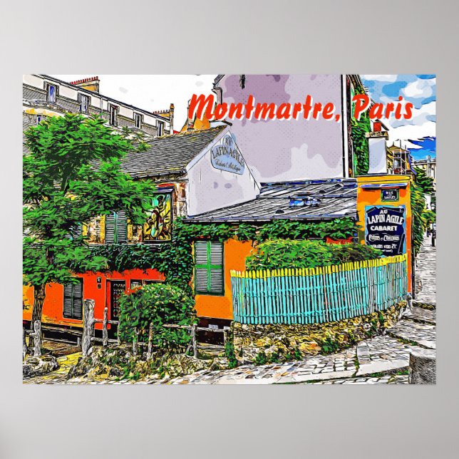 Cabaret Au Lapin Agile. Paris, Frankrike. Poster (Framsidan)