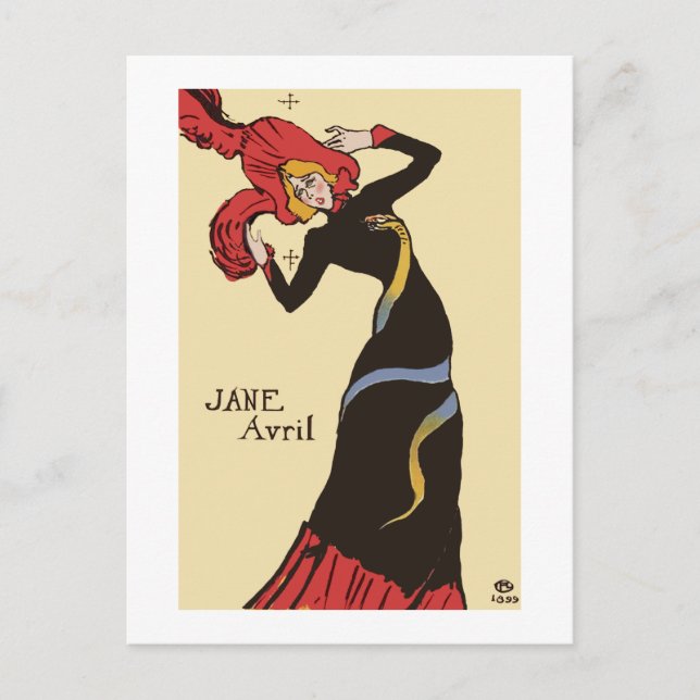 Cabaret Dancer från Henri deToulouse-Lautrec Card Vykort (Framsida)