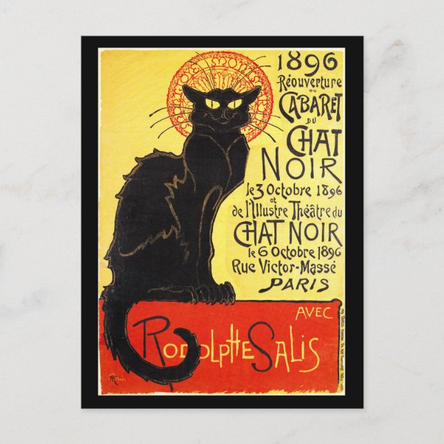 Cabaret du Chatta Noir, Steinlen Vykort (Framsida)