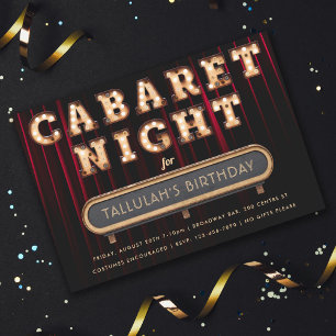 Cabaret Night Födelsedagsfest inbjudan