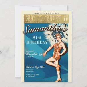 Cabaret Paris Parisian Glam Birthday Inbjudningar