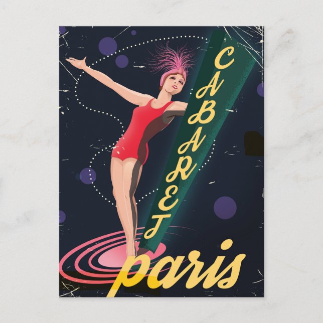 Cabaret Paris vintage reseplakat Vykort (Framsida)