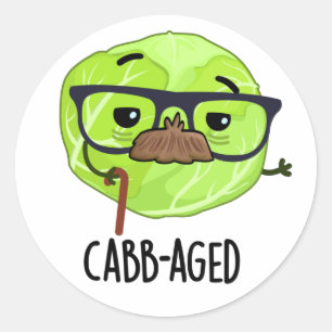 Cabb-åldras Funny Old Veggie Cabbage Pun Runt Klistermärke
