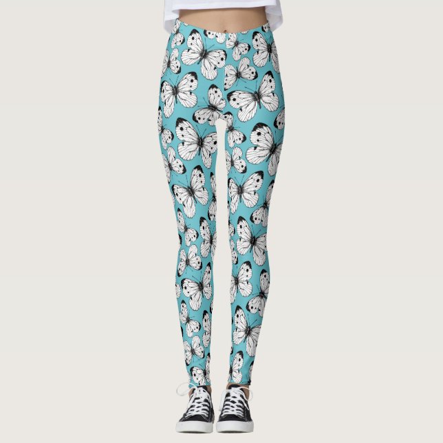 Cabbage butterfly mönster leggings (Framsida)