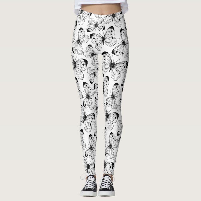 Cabbage butterfly mönster leggings (Framsida)