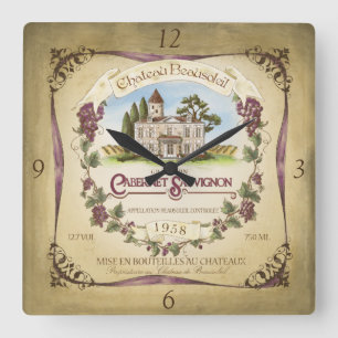 Cabernet - den sauvignon vinväggen tar tid på fyrkantig klocka