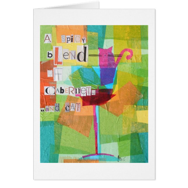 Cabernet katt hälsningskort (Framsidan)
