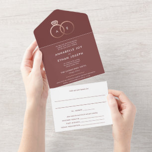 Cabernet Red Modern Ro Guld Ringar Bröllop