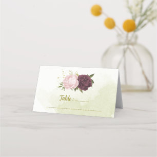 cabernet rosa blommor grönt löv placeringskort