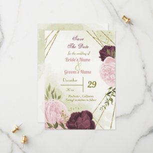 cabernet rosa blommor grönt löv spara datumet