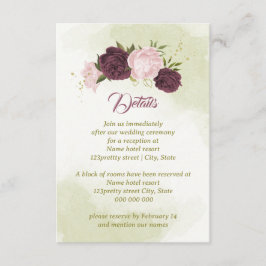 cabernet rosa blommor grönt löv tilläggskort