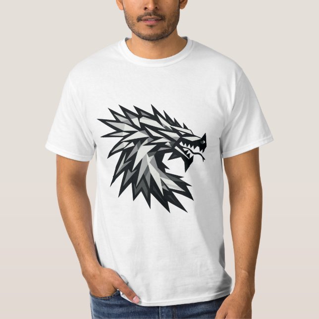 Cabeza de dragón poligonal t shirt (Framsida)