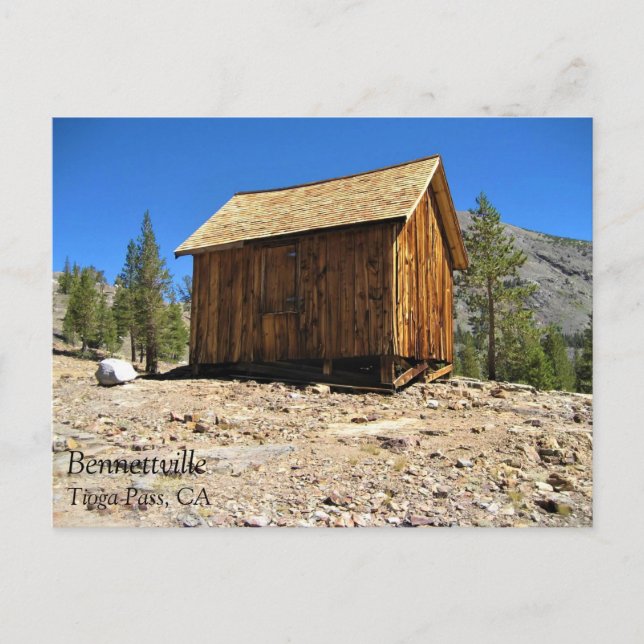 Cabin at Bennettville, Tioga Pass, Kalifornien Vykort (Framsida)