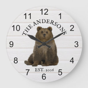 Cabin Bears Forest Personlig Mountain Stor Klocka