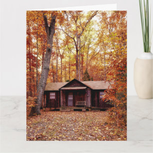 CABIN BIRTHDAY CARD SKOGEN ÖSTERRIKE GREETCARD KORT