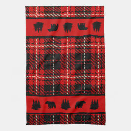 Cabin Black Bear Red Play Kökshandduk