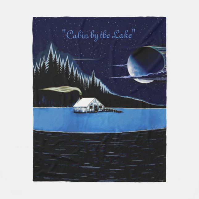 "Cabin by Sjö" Fleece Blanket Version 2 (Framsidan)