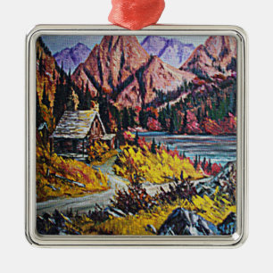 Cabin by Sjö Oljemålning Ornament