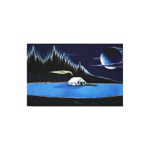 "Cabin by the Sjö" Stretched Kanvastryck.