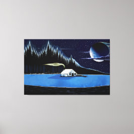 "Cabin by the Sjö" Stretched Kanvastryck. Canvastryck