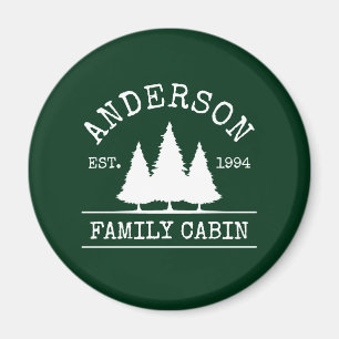 Cabin Family Namn Forest Grönt Magnet