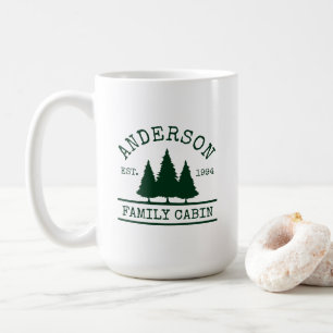 Cabin Family Namn Grönt Gräs Träd Kaffemugg