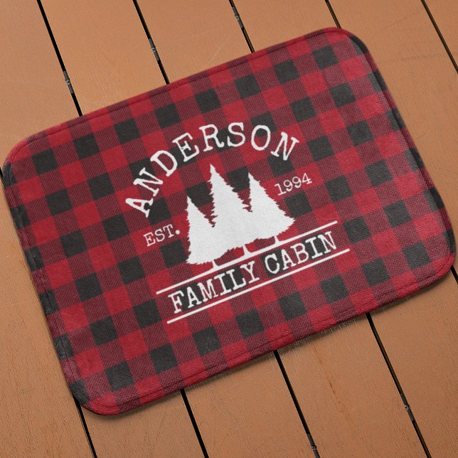 Cabin Family Namn Red Buffalo Play Badrumsmatta (Customize to change text size or text style.)