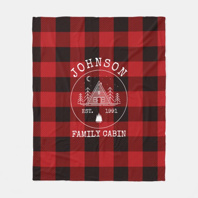Cabin Family Namn Red Buffalo Play Fleece Blanket (Framsidan)