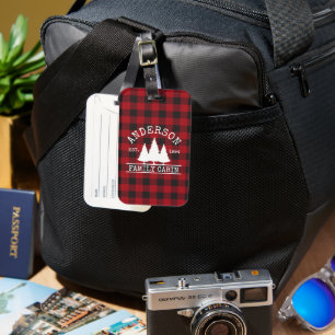 Cabin Family Namn Red Buffalo Play Luggage Tag Bagagebricka