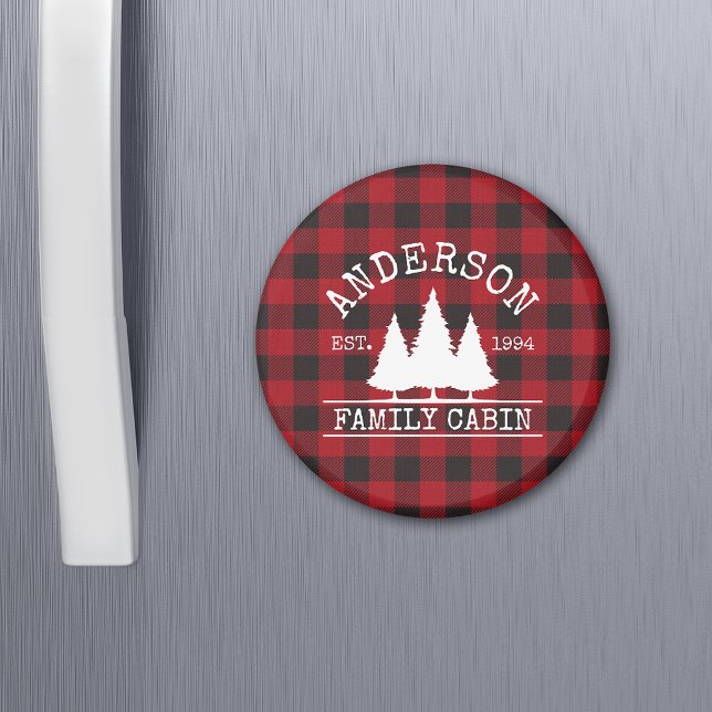 Cabin Family Namn Red Buffalo Play Magnet (Customize to change text size or text style.)