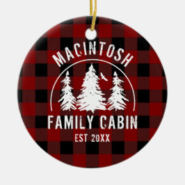 Cabin Family Namn Red Buffalo Play minnesvärt Julgransprydnad Keramik