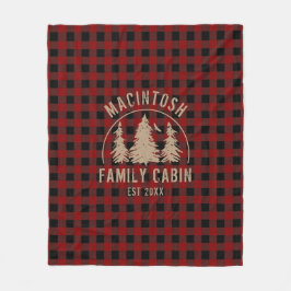 Cabin Family Namn Rustic Red Black Buffalo Play Fleecefilt