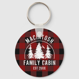 Cabin Family Namn Rustic Red Buffalo Play Nyckelring