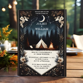 Cabin Forest Wood Himlar Träd Fire Camping Bröllop Inbjudningar