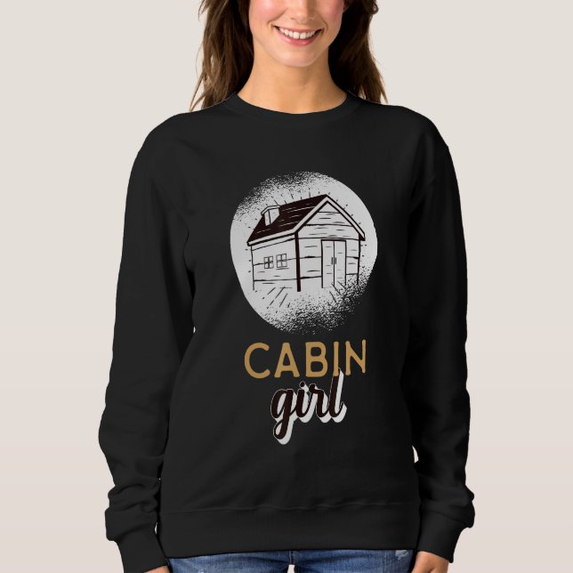 Cabin Girl Log Cabin Enthusiast Camping Kärlek T Shirt (Framsida)