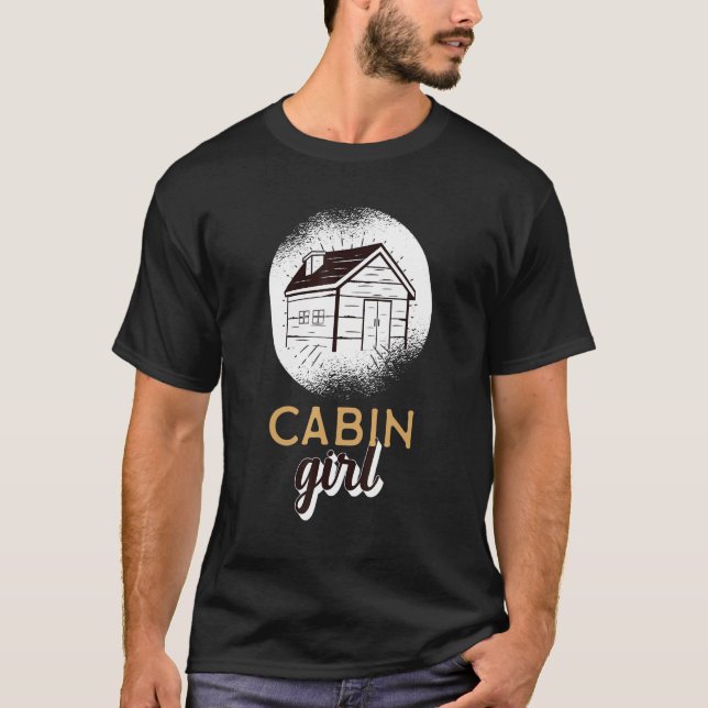 Cabin Girl Log Cabin Enthusiast Camping Kärlek T Shirt (Framsida)