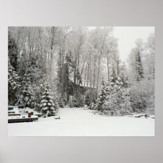 Cabin i Snowfall Poster