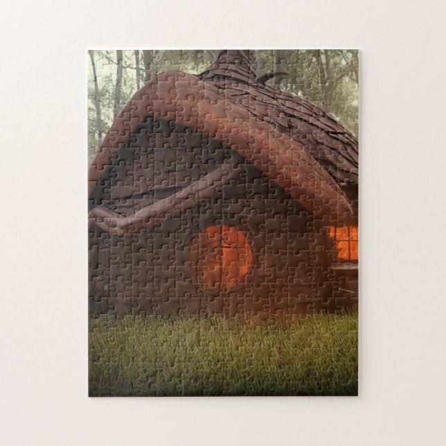 CABIN IN IN SKOGEN FANTASY ART JIGSAW PUZZLE PUSSEL (Vertikal)