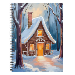Cabin in the Snowy Winter Woods Christmas Anteckningsbok