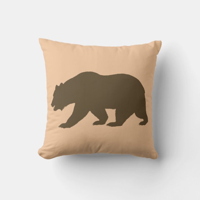 CABIN LODGE DECOR PILLOWS GRIZZLY BROWN BAR KUDDE (Framsida)