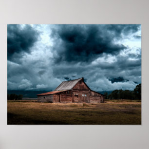 Cabin på landsbygden Land under stormen Poster