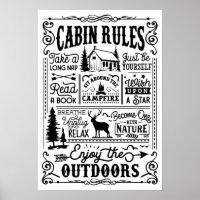 Cabin Regler Black and White Poster