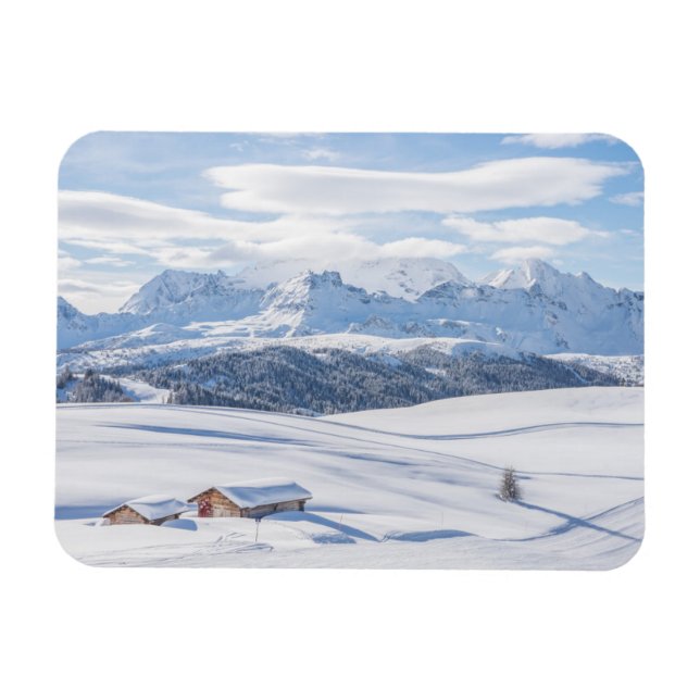 Cabin Retreat Snowscape | Dolomiter Magnet (Horisontell)