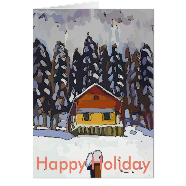 Cabin Snö Hälsningskort (Framsidan)