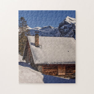 CABIN SNÖ TÄCKTE JIGSAW PUZZLE PUSSEL