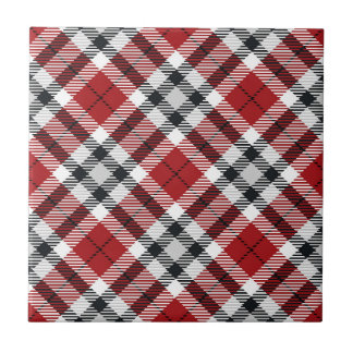 Cabin Stil Red Black & White Flansk Tartan Play Kakelplatta