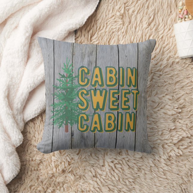 Cabin Sweet Cabin Rustic Land Kudde (Filt)