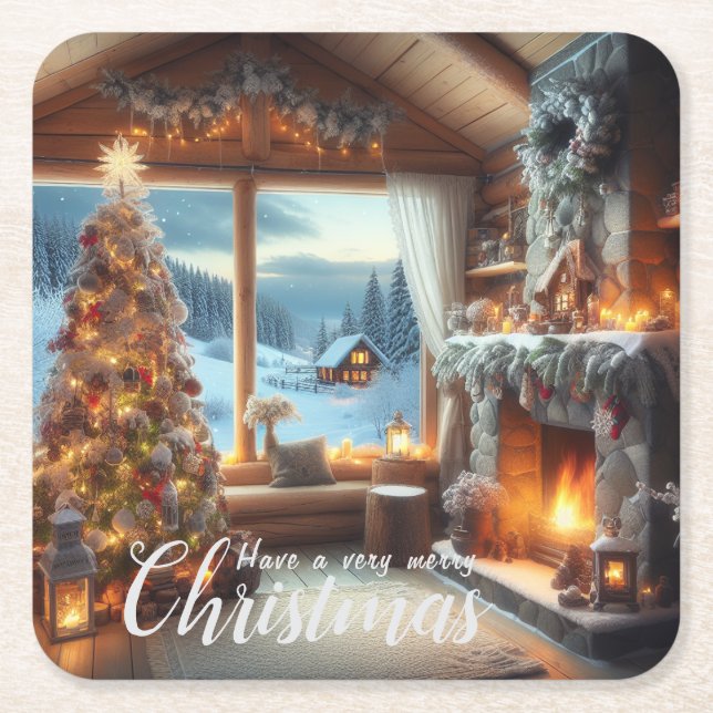 Cabin Underläggs | Scene tolv Underlägg Papper Kvadrat (Framsidan)