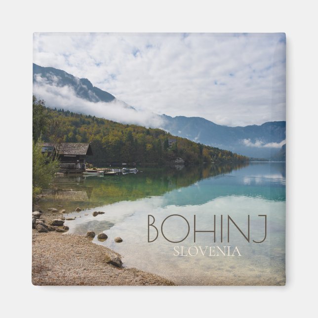 Cabin vid Bohinj Sjö i Slovenien Magnet (Framsidan)