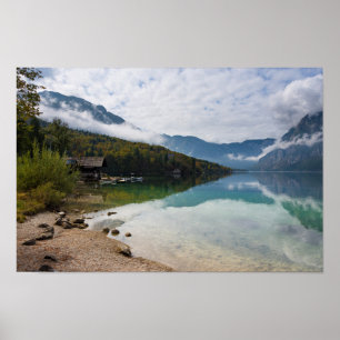 Cabin vid Bohinj Sjö i Slovenien Poster